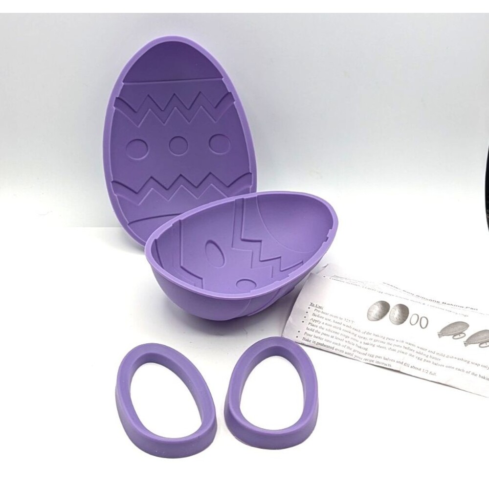 Silicone 3D Easter Egg Cake Mold With 2 Stands Purple